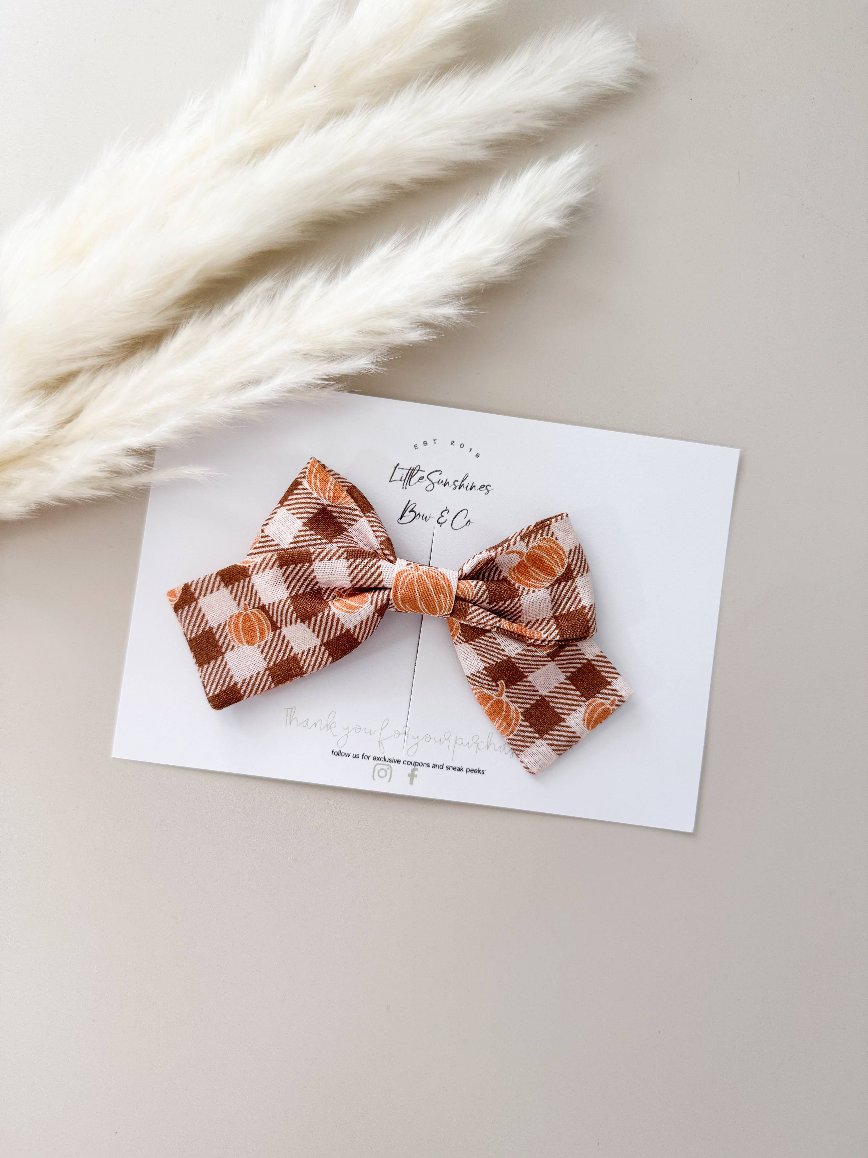 Plaid Pumpkins Fall Pinwheel Hair Bow